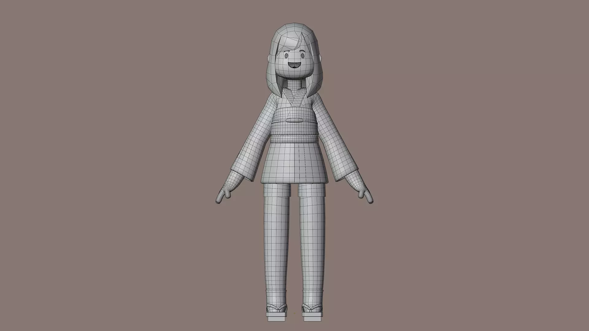 Minimal Cartoon Female Character Low-poly 3D model_32
