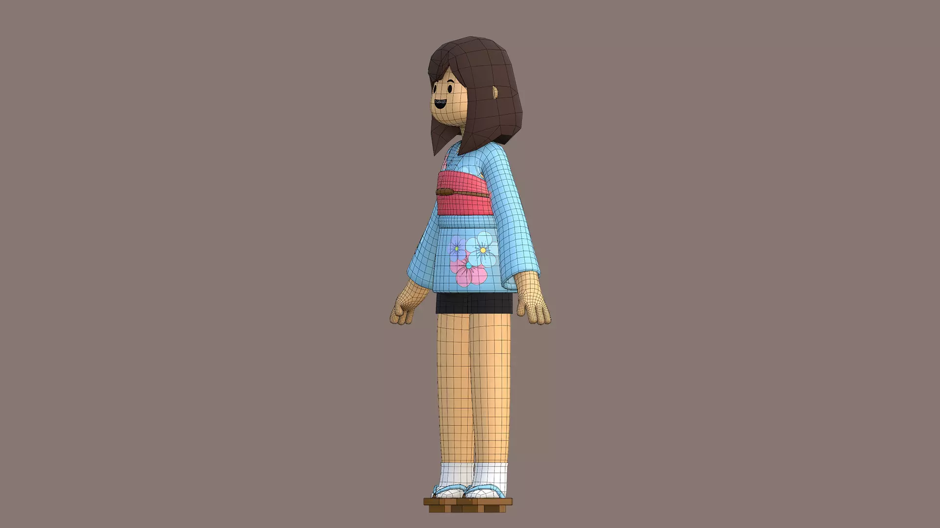 Minimal Cartoon Female Character Low-poly 3D model_19