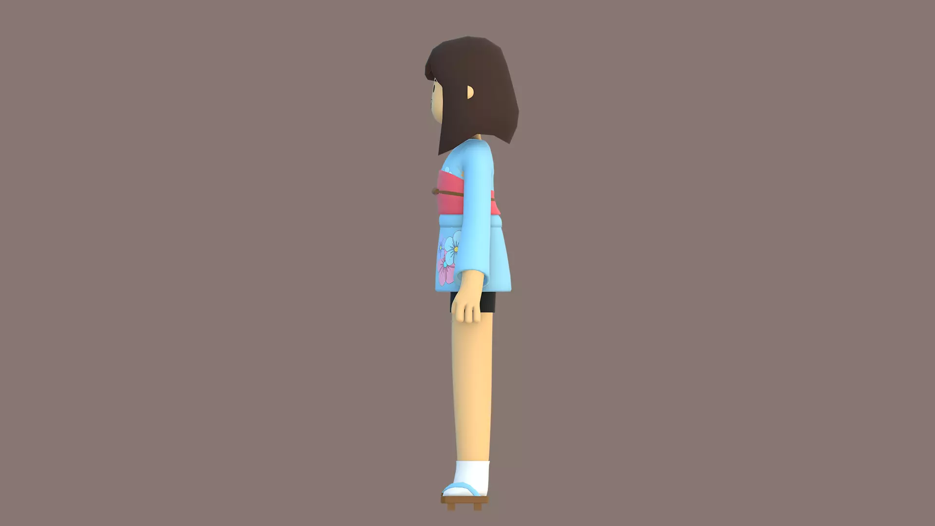 Minimal Cartoon Female Character Low-poly 3D model_29