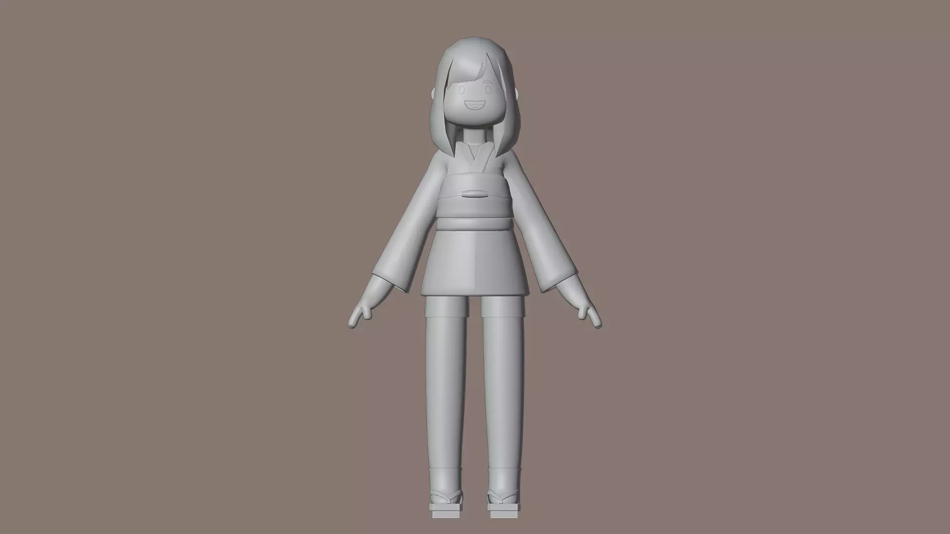 Minimal Cartoon Female Character Low-poly 3D model_20