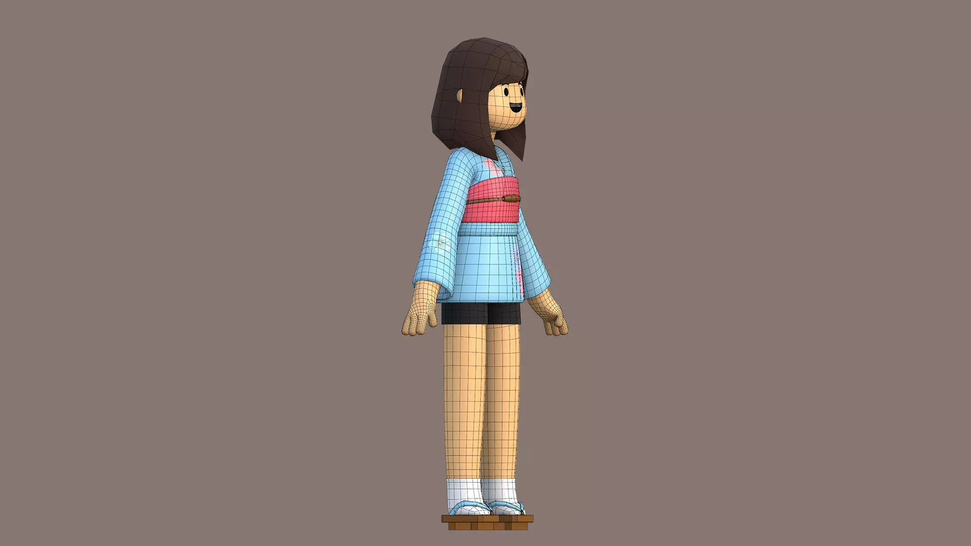Minimal Cartoon Female Character Low-poly 3D model_18