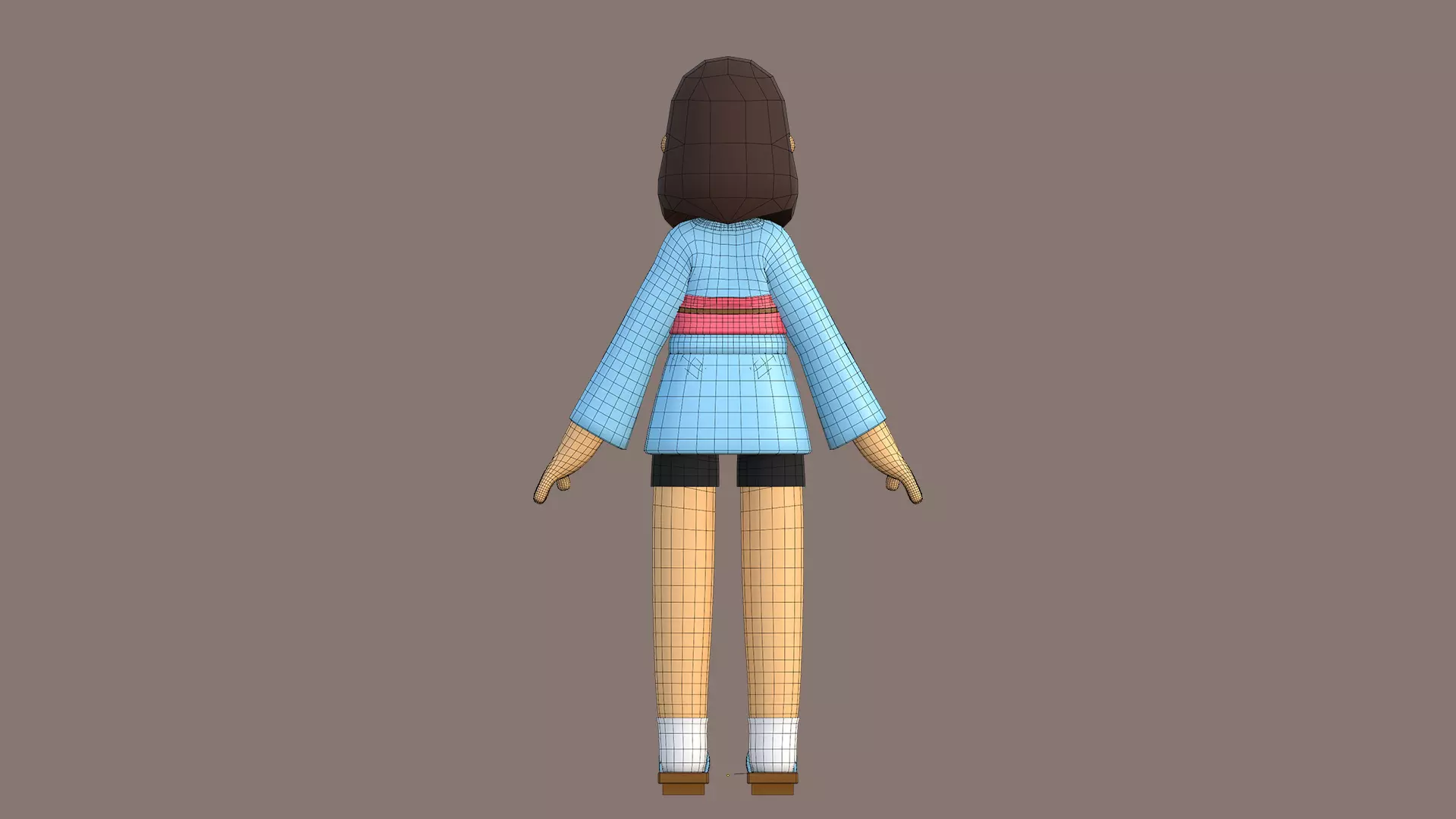 Minimal Cartoon Female Character Low-poly 3D model_16