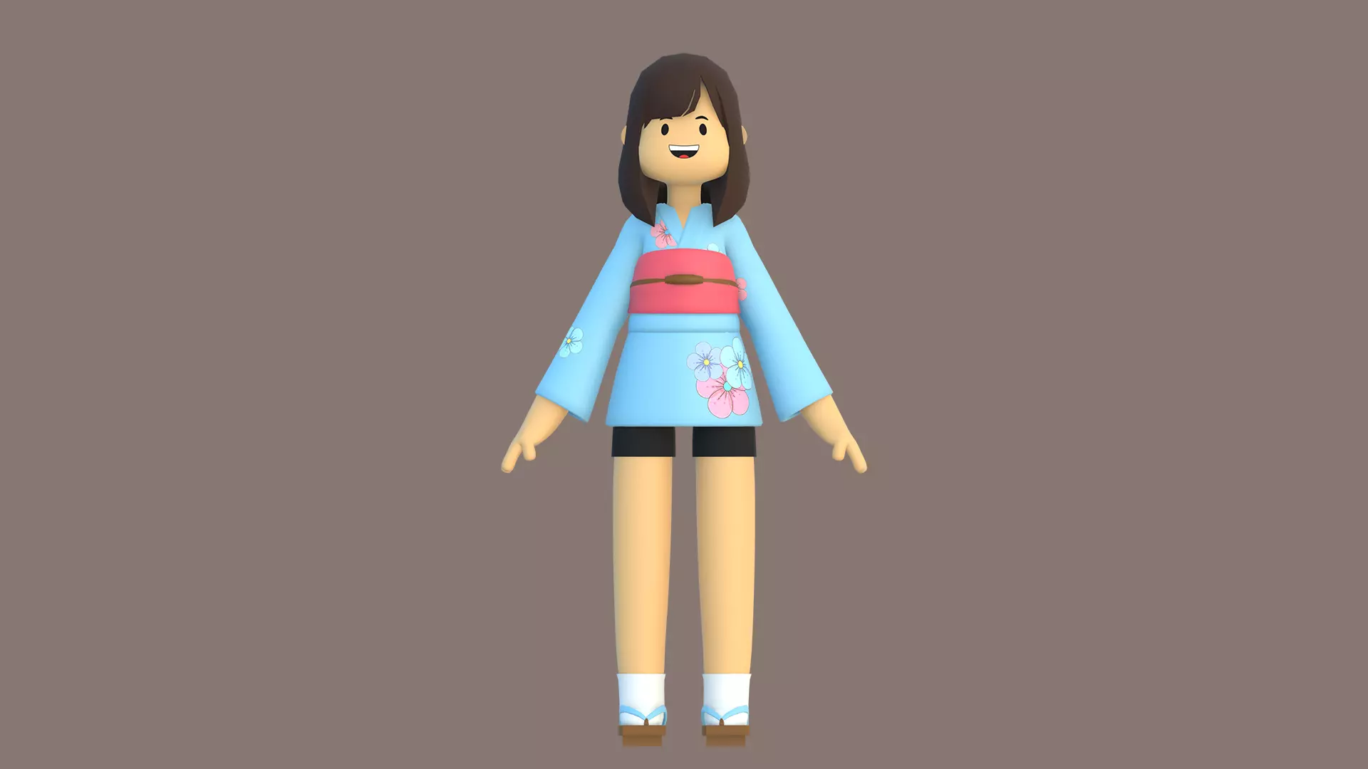 Minimal Cartoon Female Character Low-poly 3D model_26