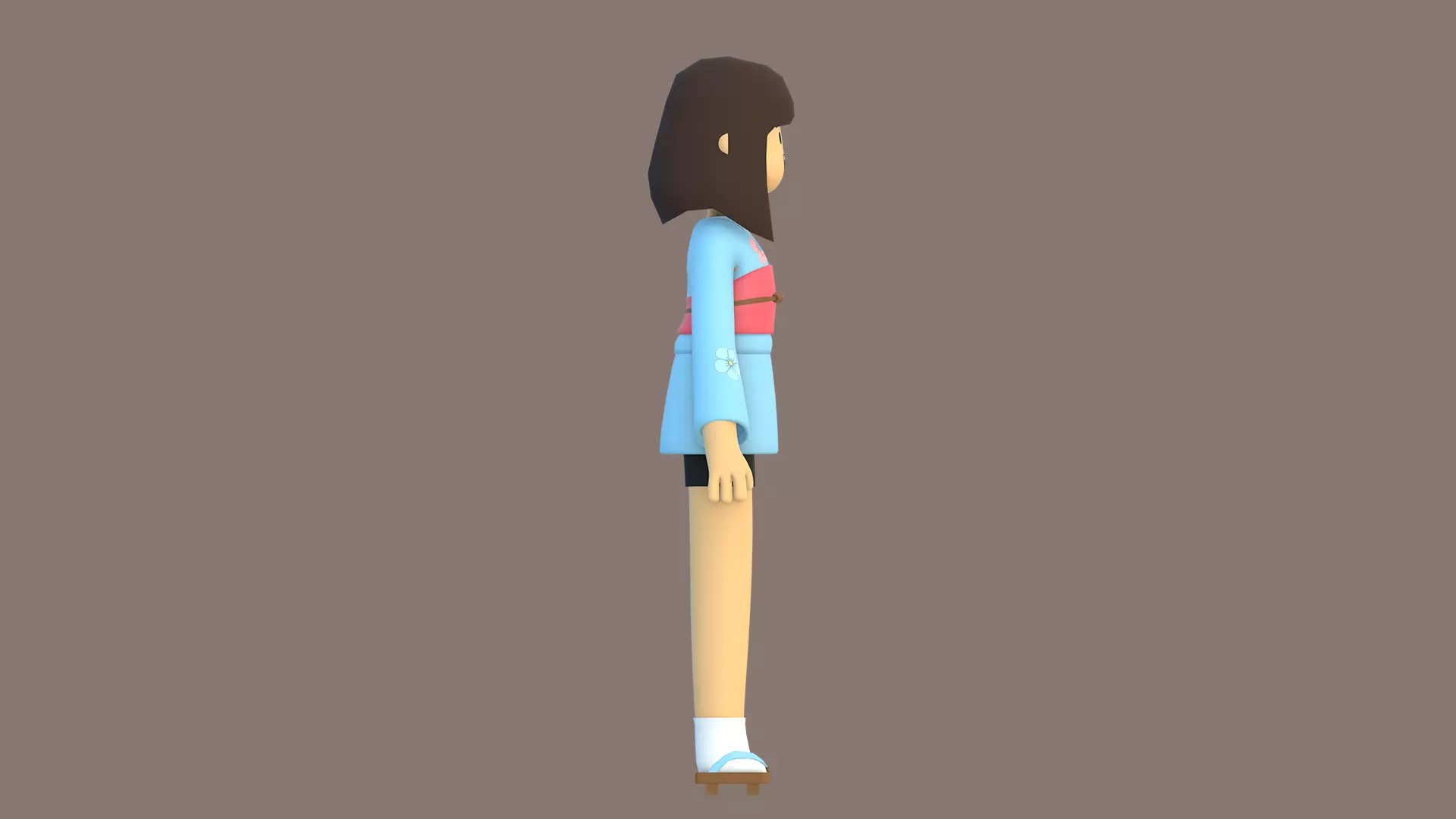 Minimal Cartoon Female Character Low-poly 3D model_27