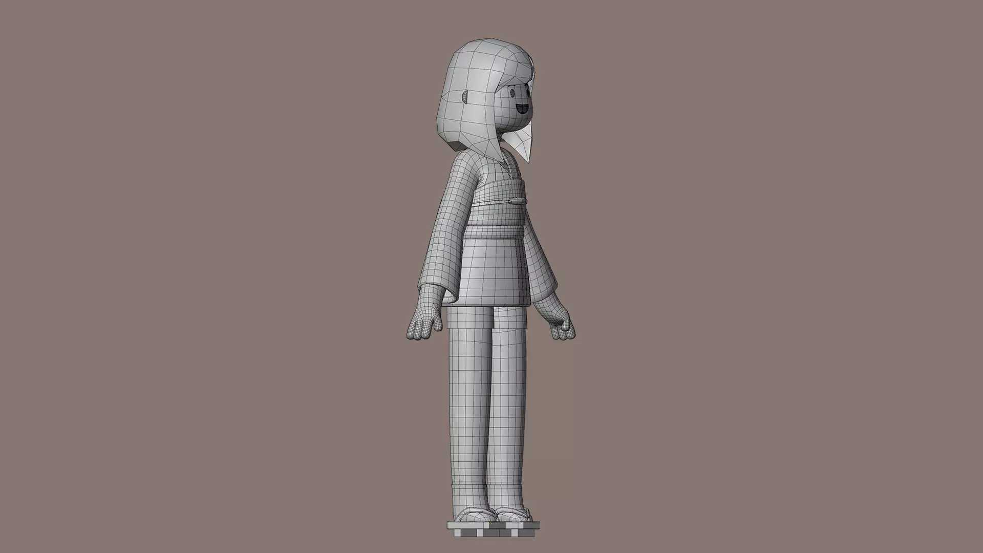 Minimal Cartoon Female Character Low-poly 3D model_36