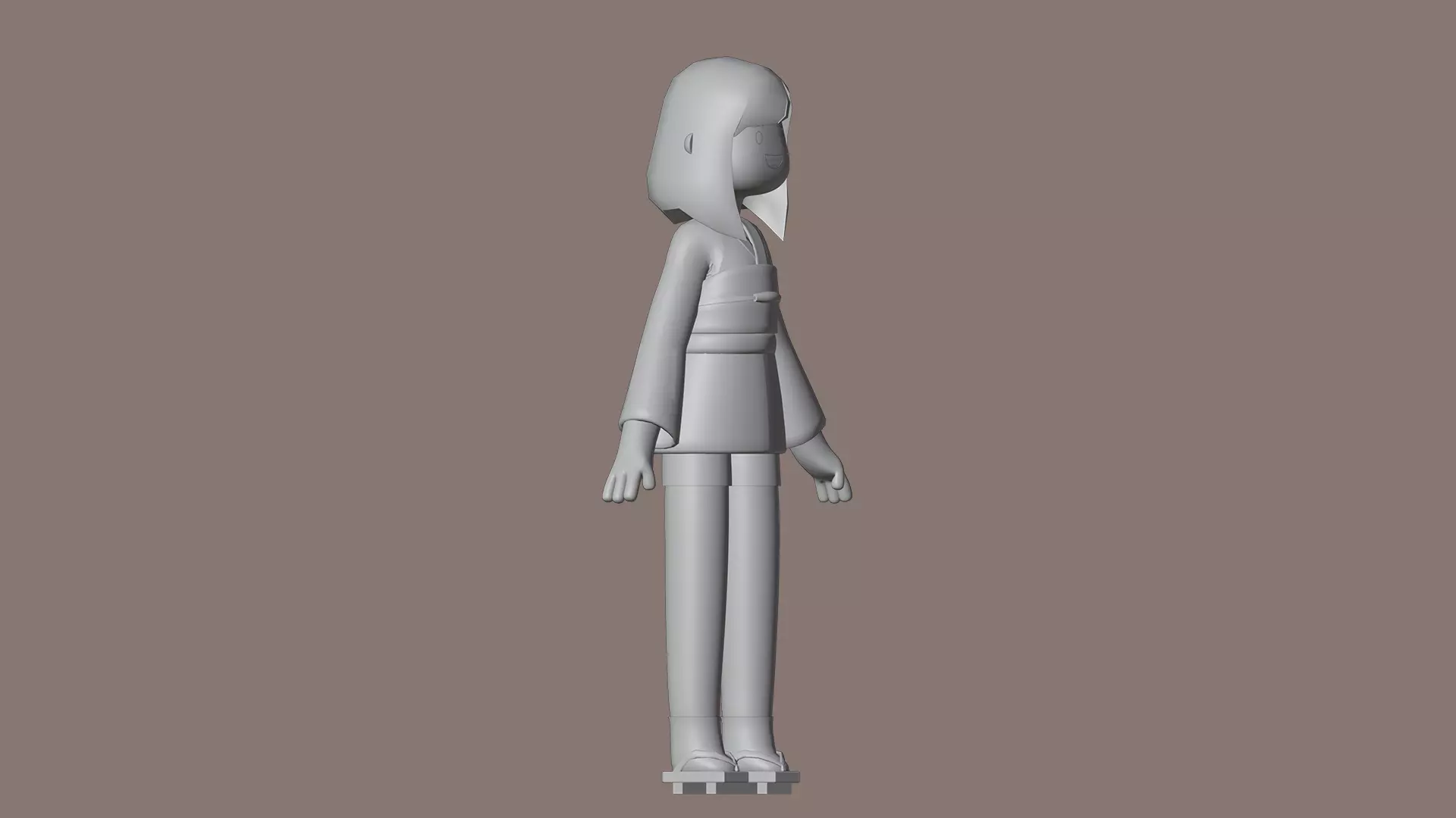 Minimal Cartoon Female Character Low-poly 3D model_24