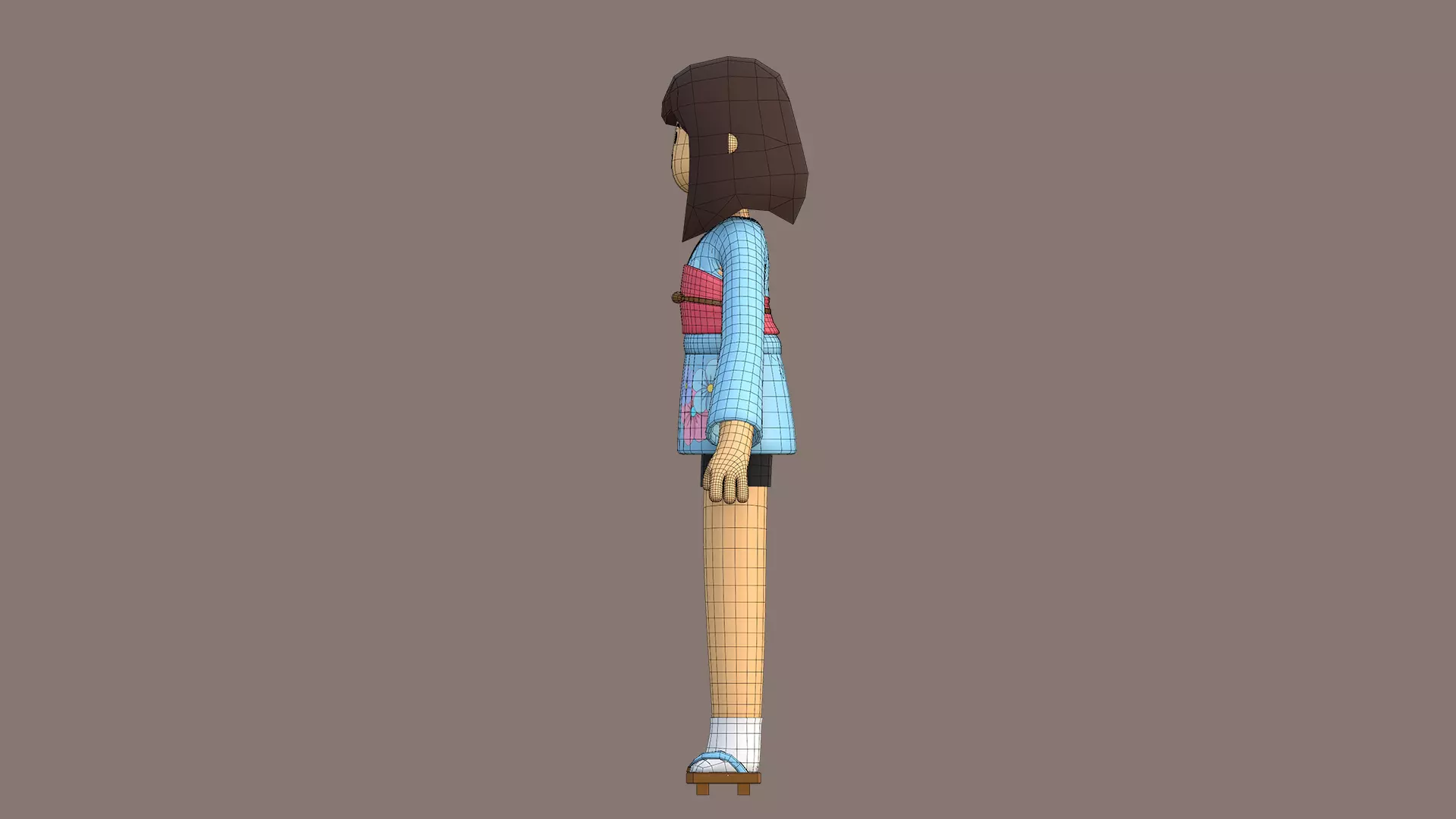 Minimal Cartoon Female Character Low-poly 3D model_17