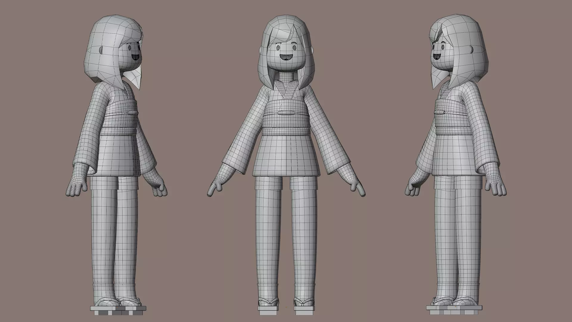 Minimal Cartoon Female Character Low-poly 3D model_6