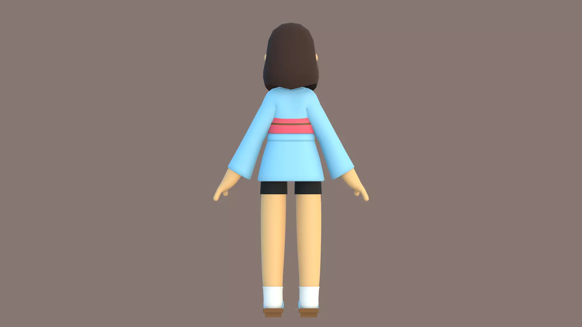 Minimal Cartoon Female Character Low-poly 3D model_28