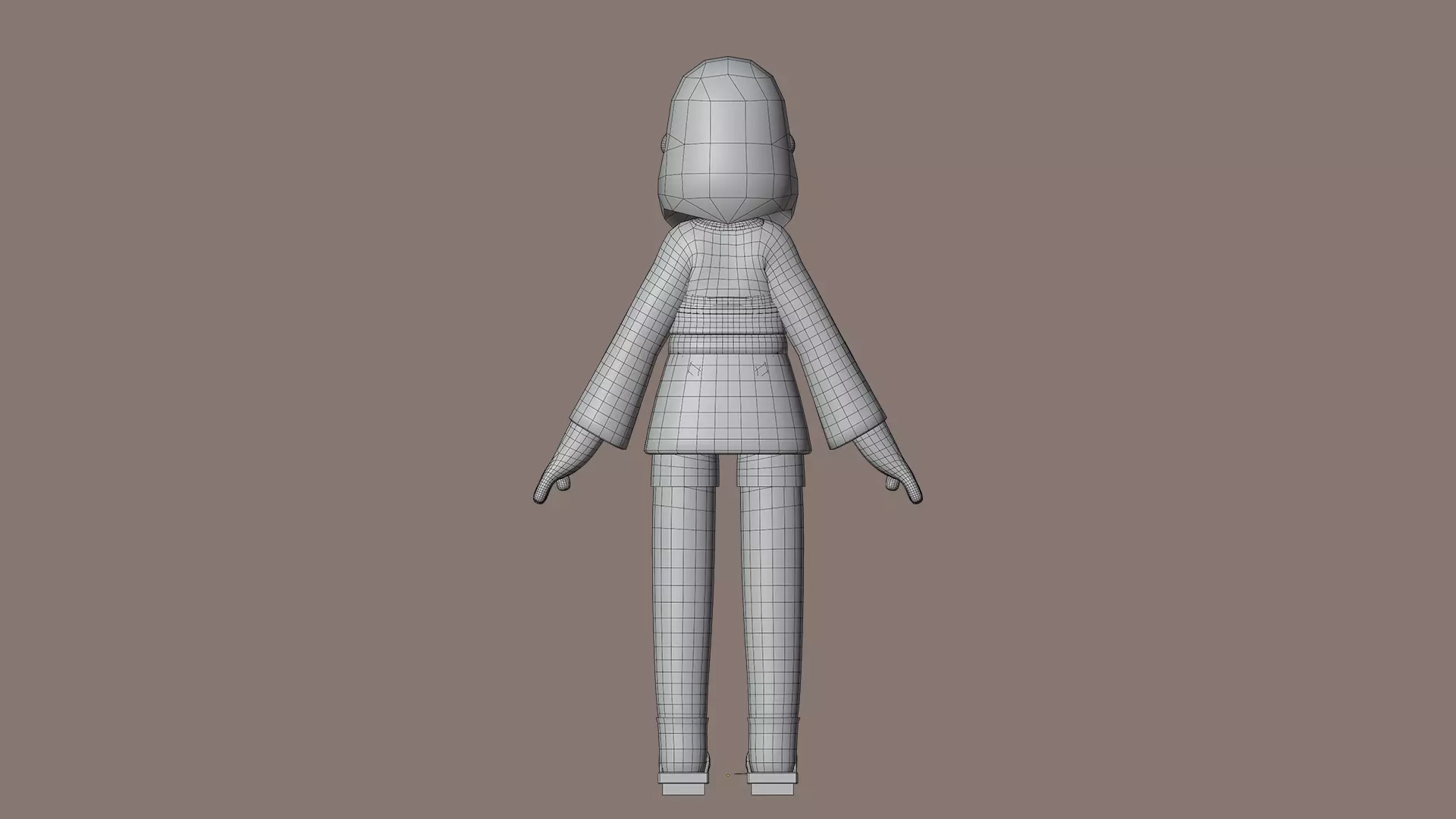 Minimal Cartoon Female Character Low-poly 3D model_34