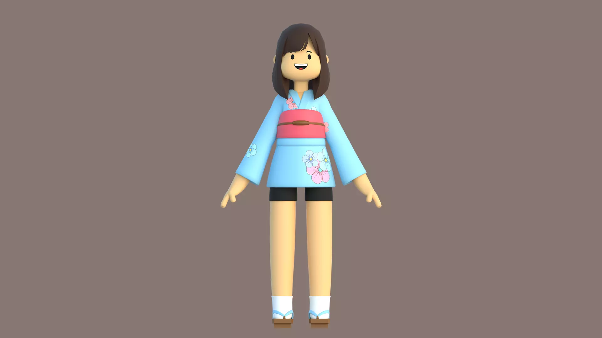 Minimal Cartoon Female Character Low-poly 3D model_8