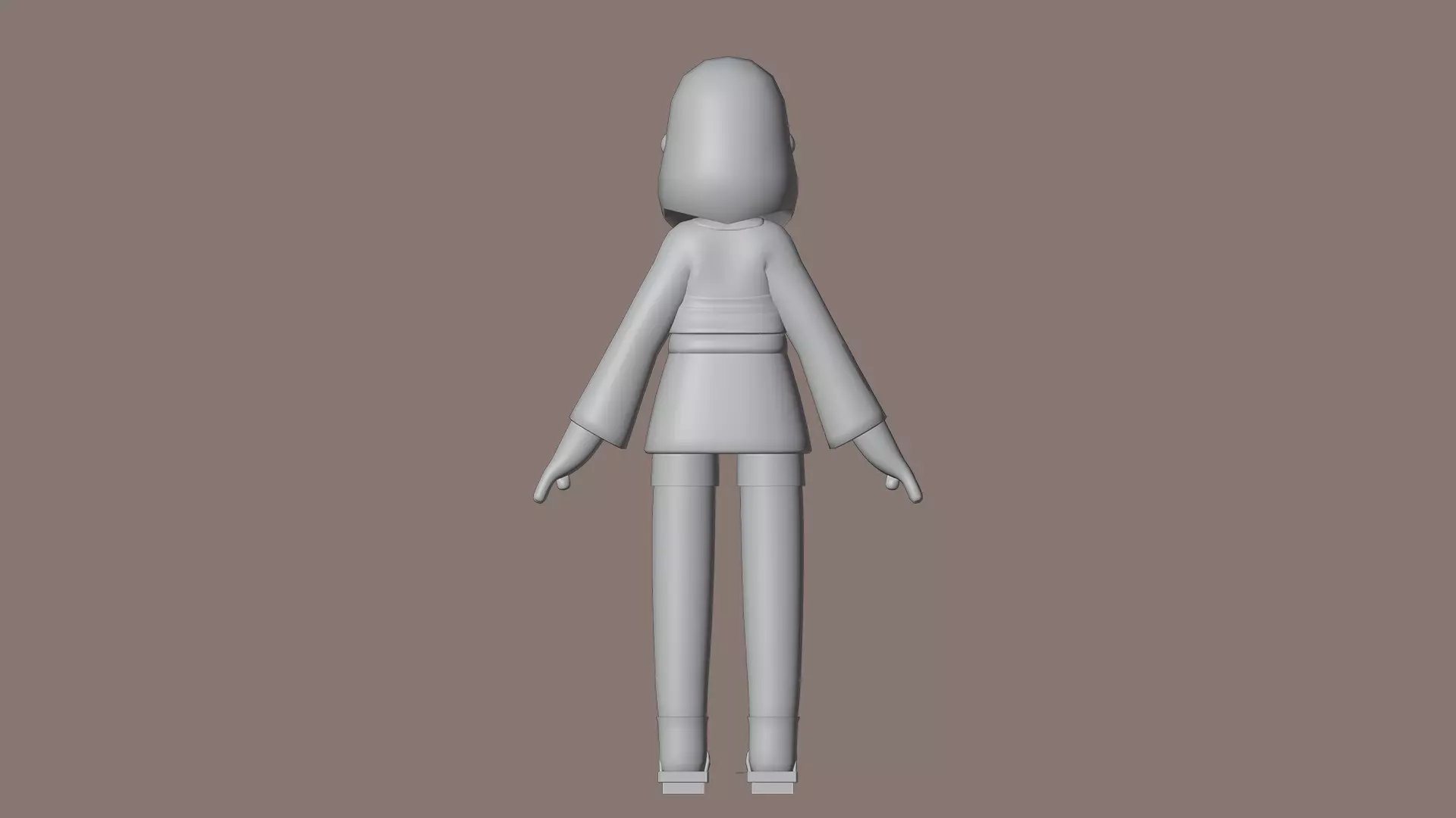 Minimal Cartoon Female Character Low-poly 3D model_22