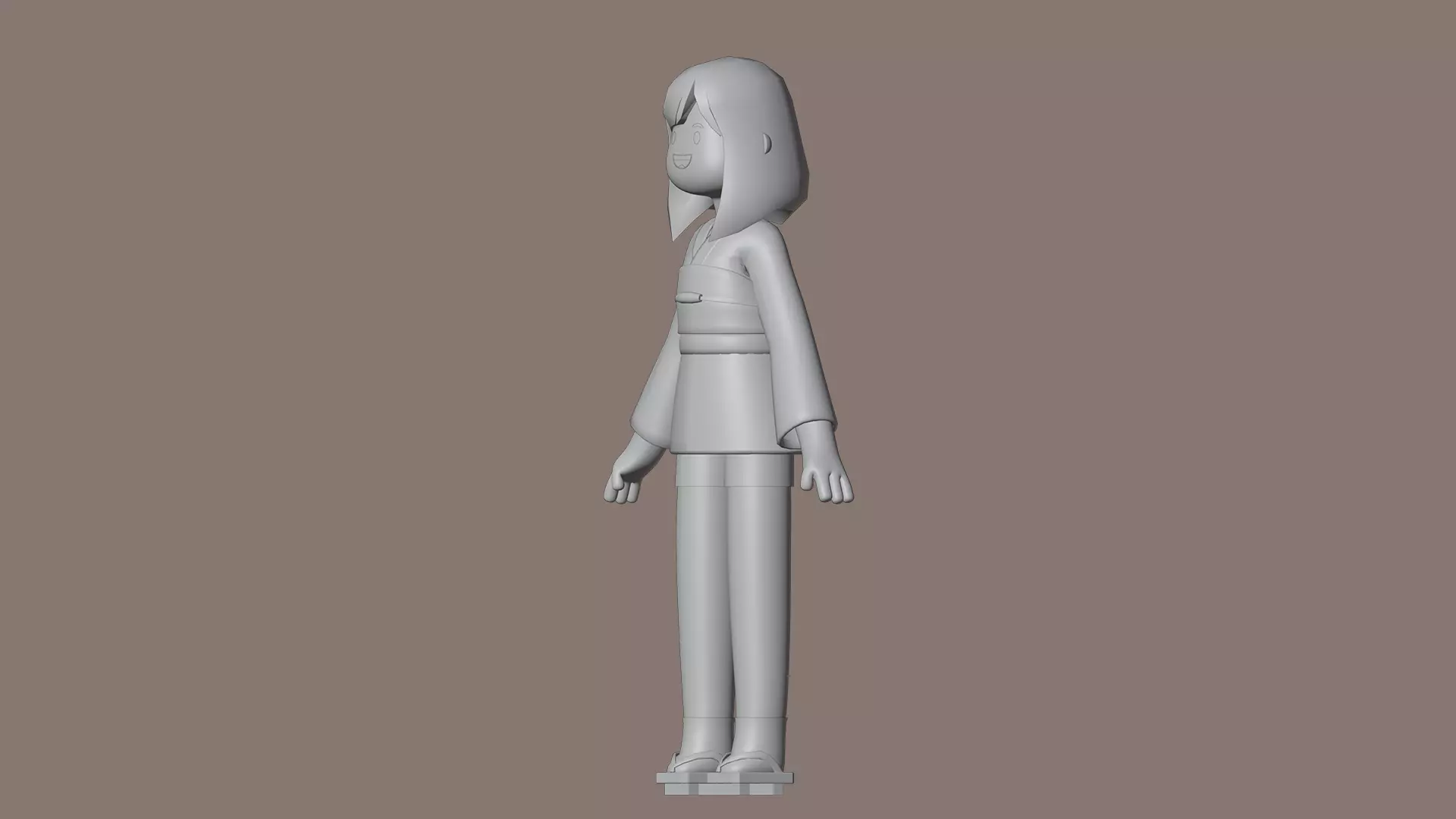Minimal Cartoon Female Character Low-poly 3D model_25