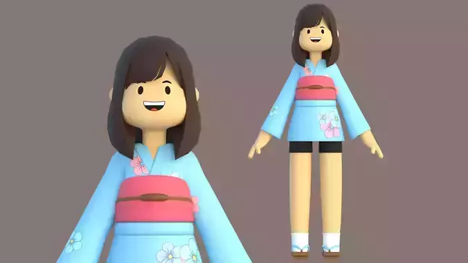 Minimal Cartoon Female Character Low-poly 3D model Minimal Cartoon Female Character Low-poly 3D model