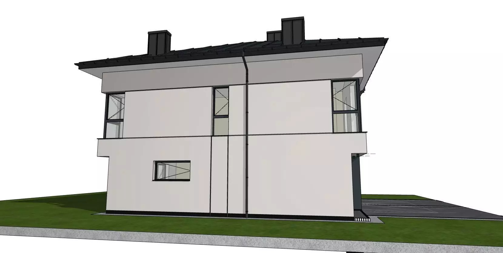 Two Unit Residential House 3D Model Modern Semi-Detached 3D model_4