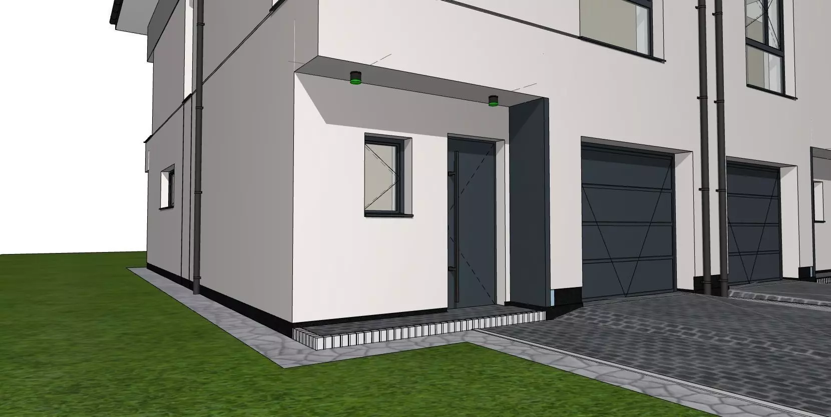 Two Unit Residential House 3D Model Modern Semi-Detached 3D model_2