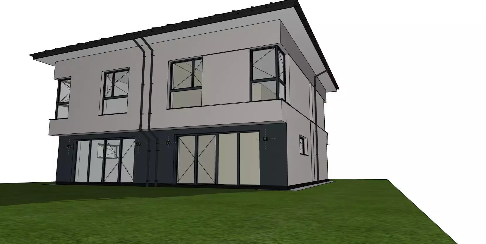Two Unit Residential House 3D Model Modern Semi-Detached 3D model_3