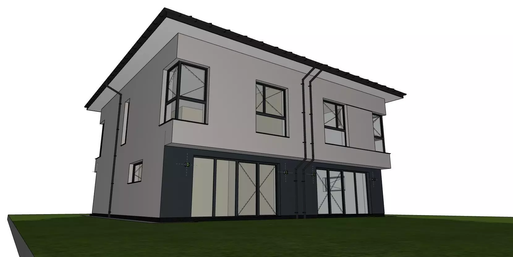 Two Unit Residential House 3D Model Modern Semi-Detached 3D model_5