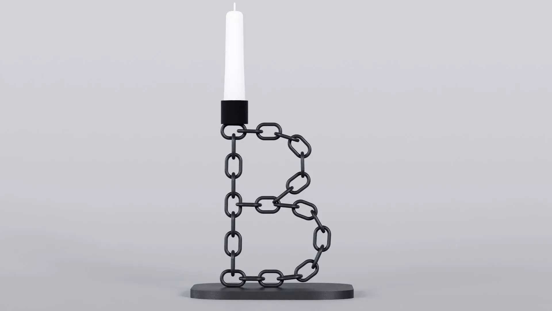 Alphabet B Chain Black Candleholder 3D Model True 4K PBR Render Low-poly 3D model_0