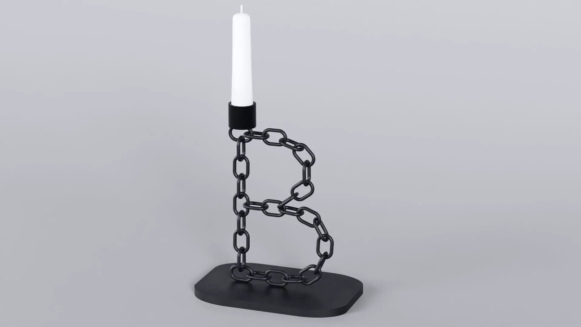 Alphabet B Chain Black Candleholder 3D Model True 4K PBR Render Low-poly 3D model_2
