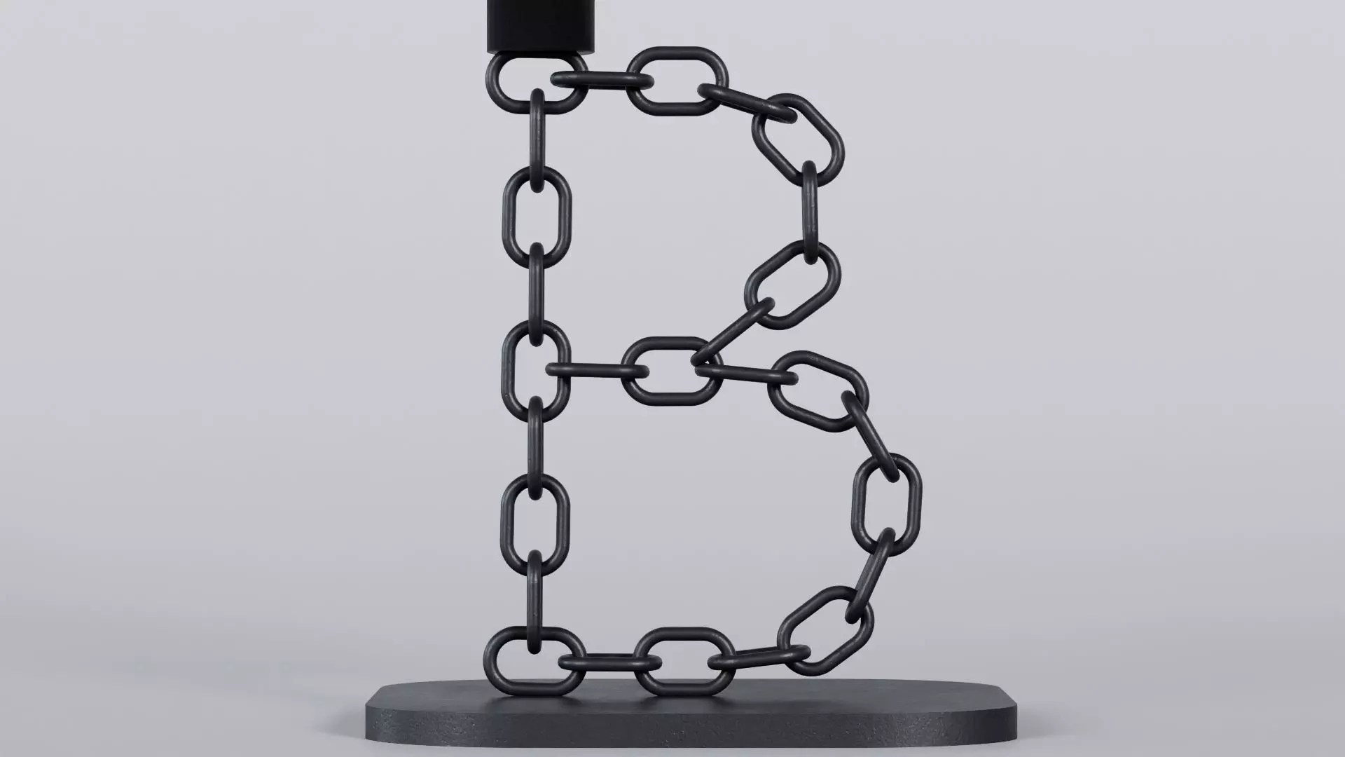 Alphabet B Chain Black Candleholder 3D Model True 4K PBR Render Low-poly 3D model_1