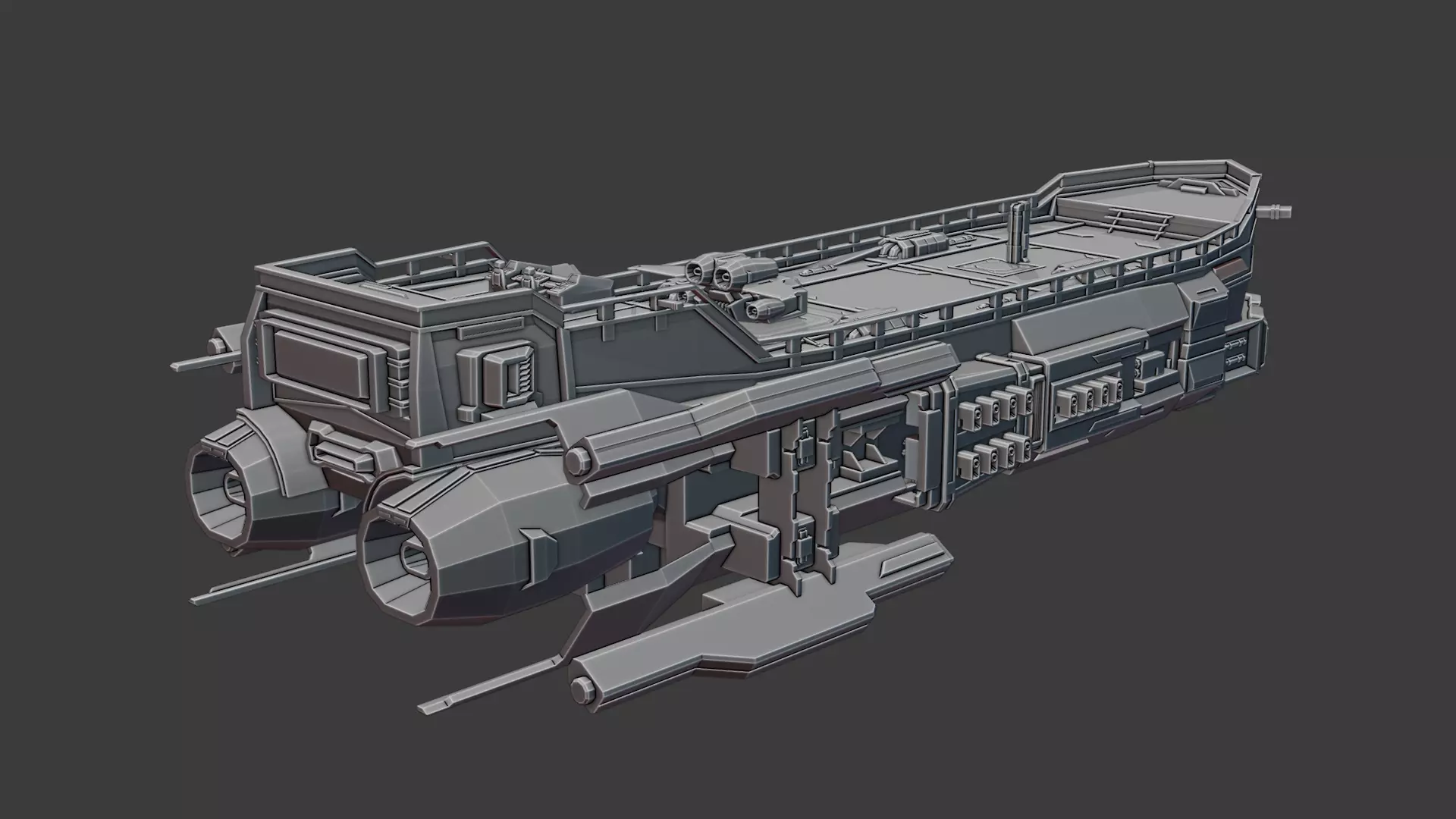 Stylized Sci-fi Pirate Ship - By Yorakeys Low-poly 3D model_8