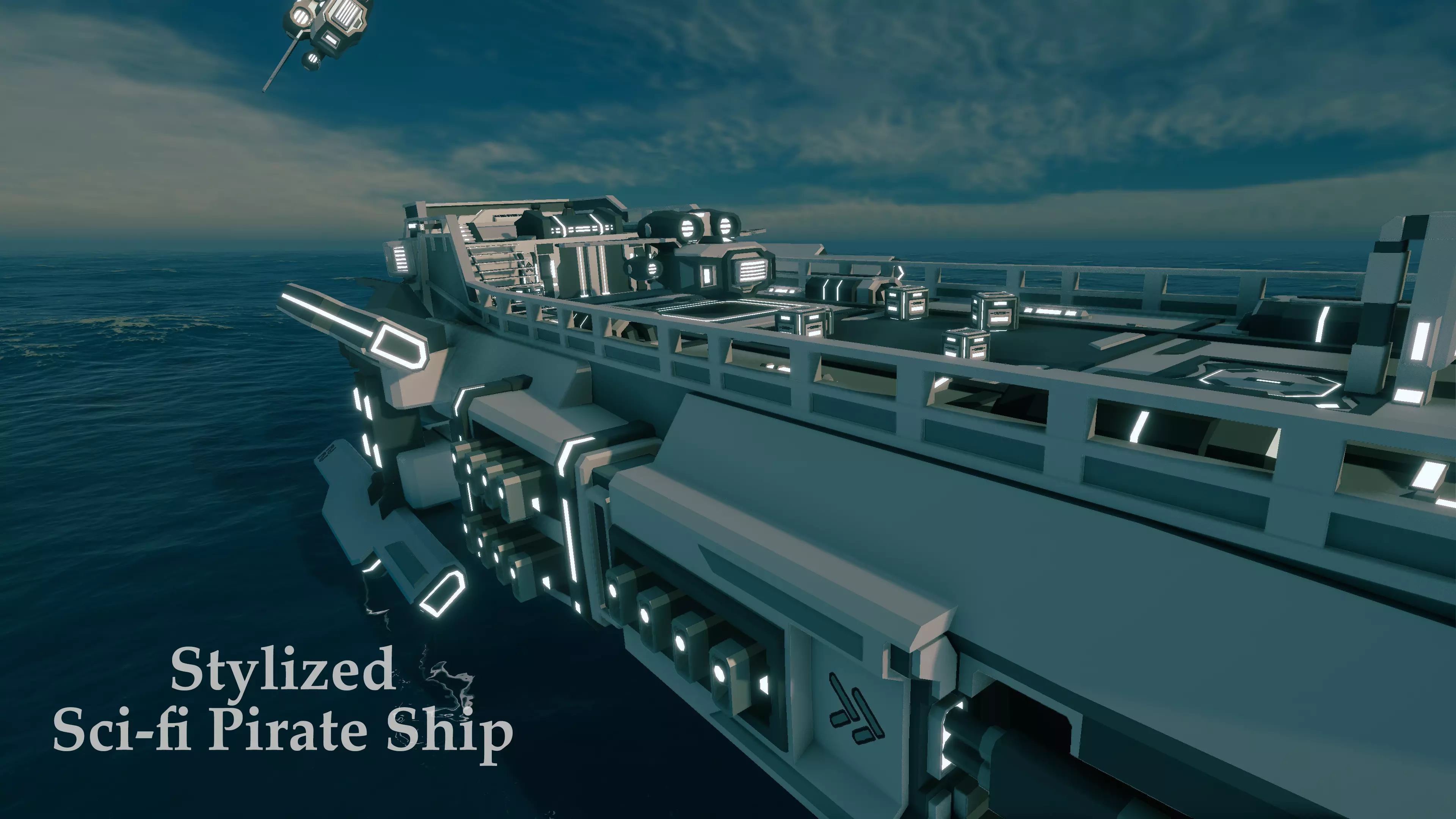 Stylized Sci-fi Pirate Ship - By Yorakeys Low-poly 3D model_5