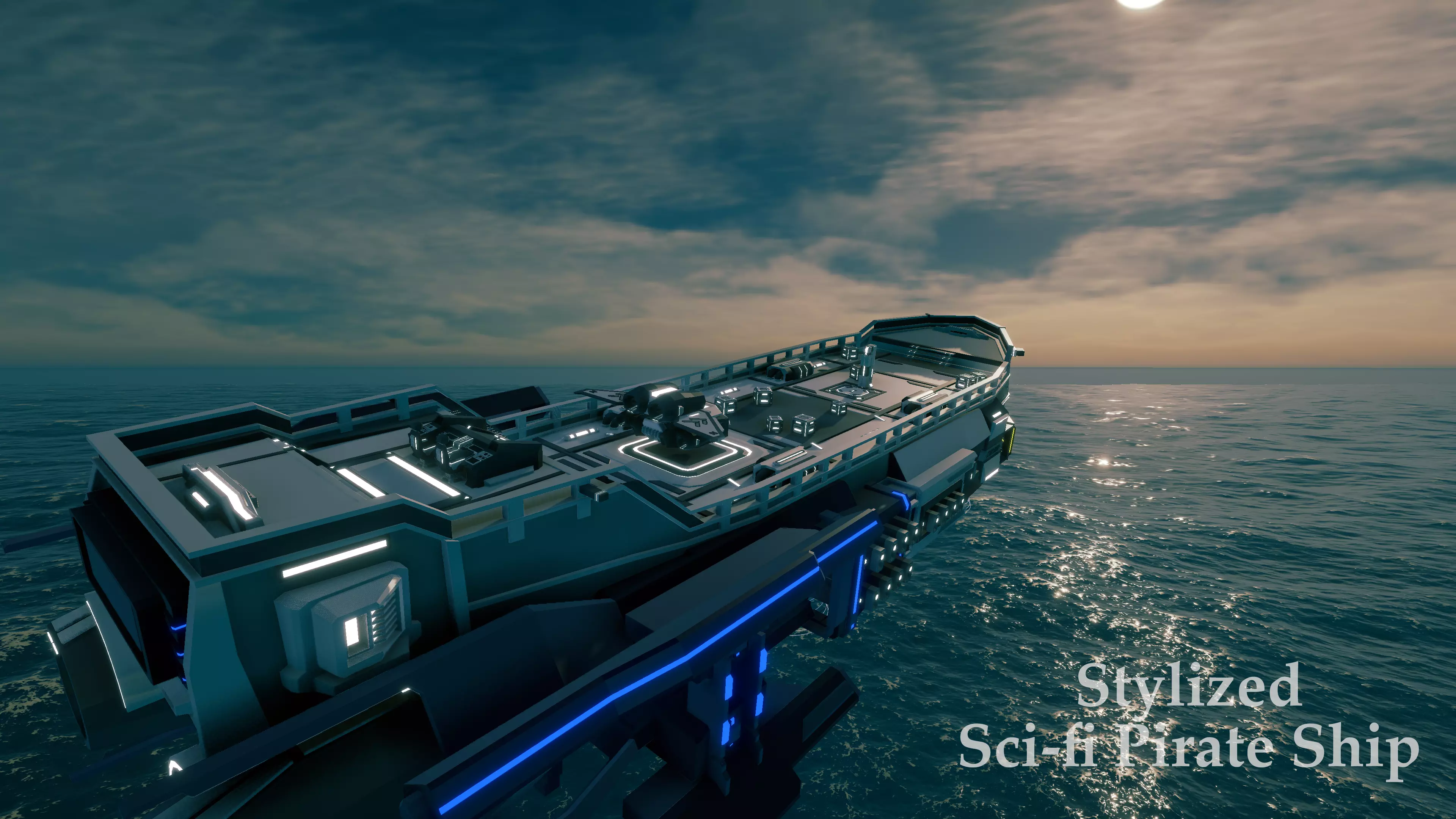 Stylized Sci-fi Pirate Ship - By Yorakeys Low-poly 3D model_2