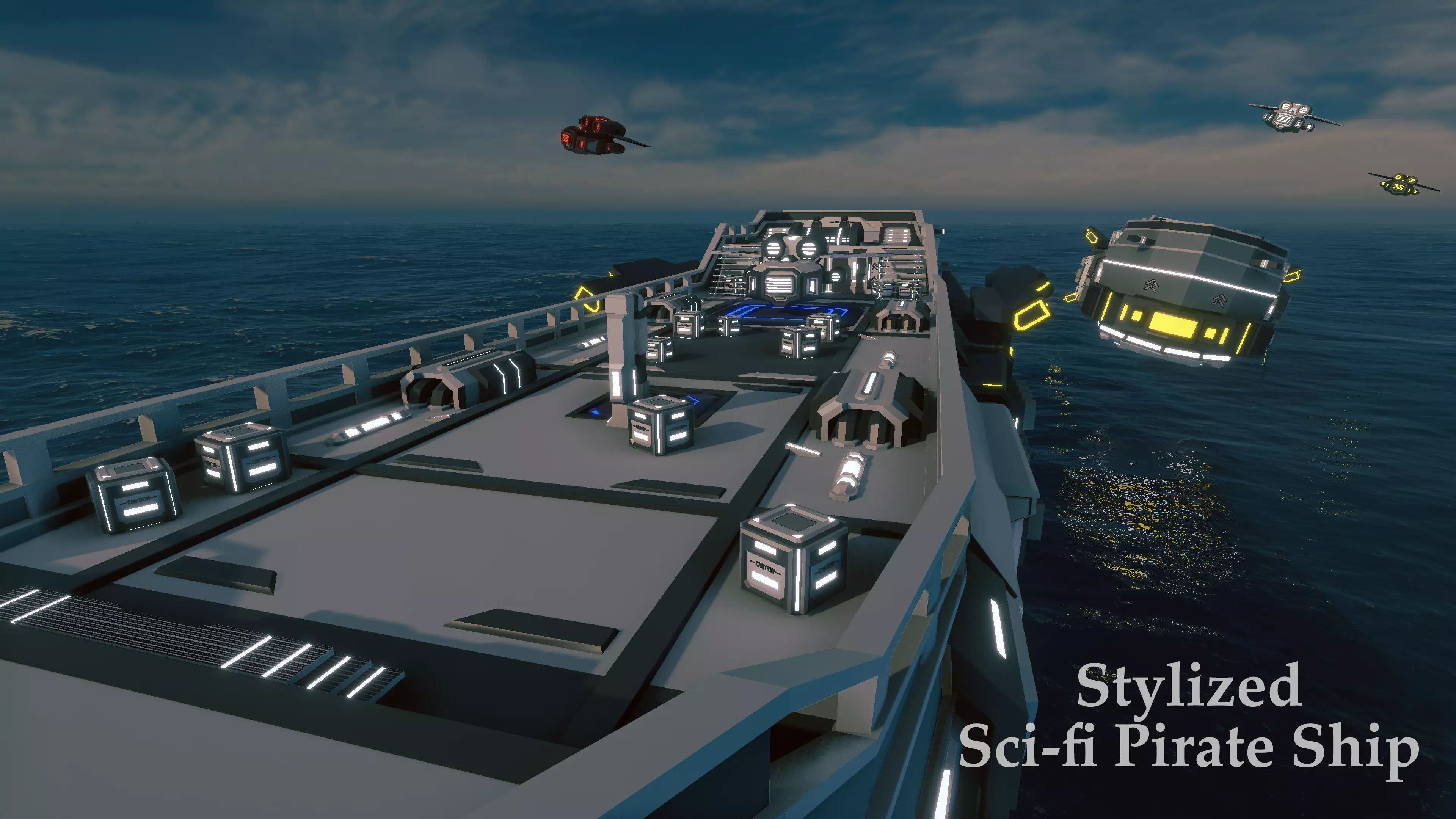 Stylized Sci-fi Pirate Ship - By Yorakeys Low-poly 3D model_3