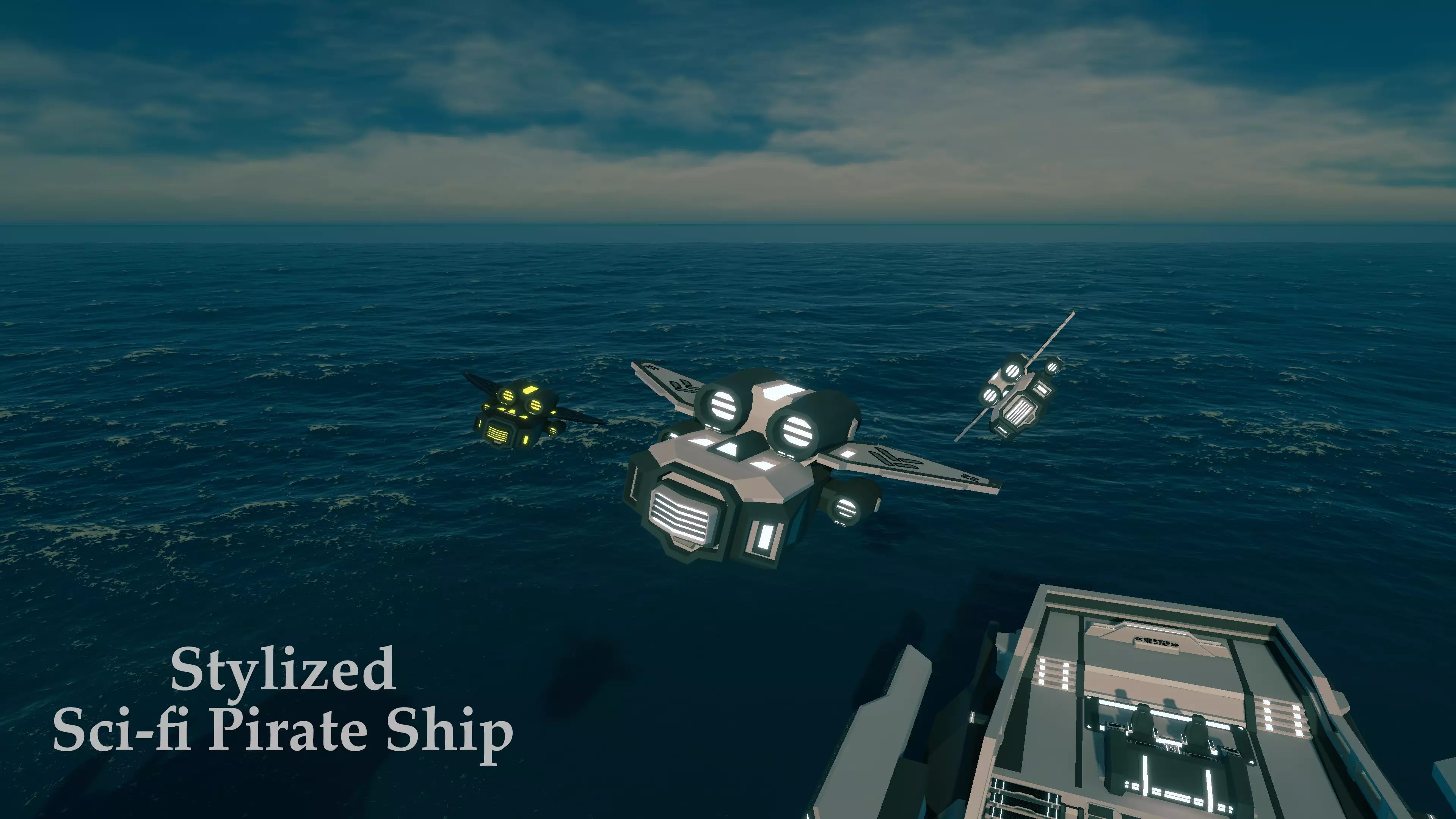 Stylized Sci-fi Pirate Ship - By Yorakeys Low-poly 3D model_6