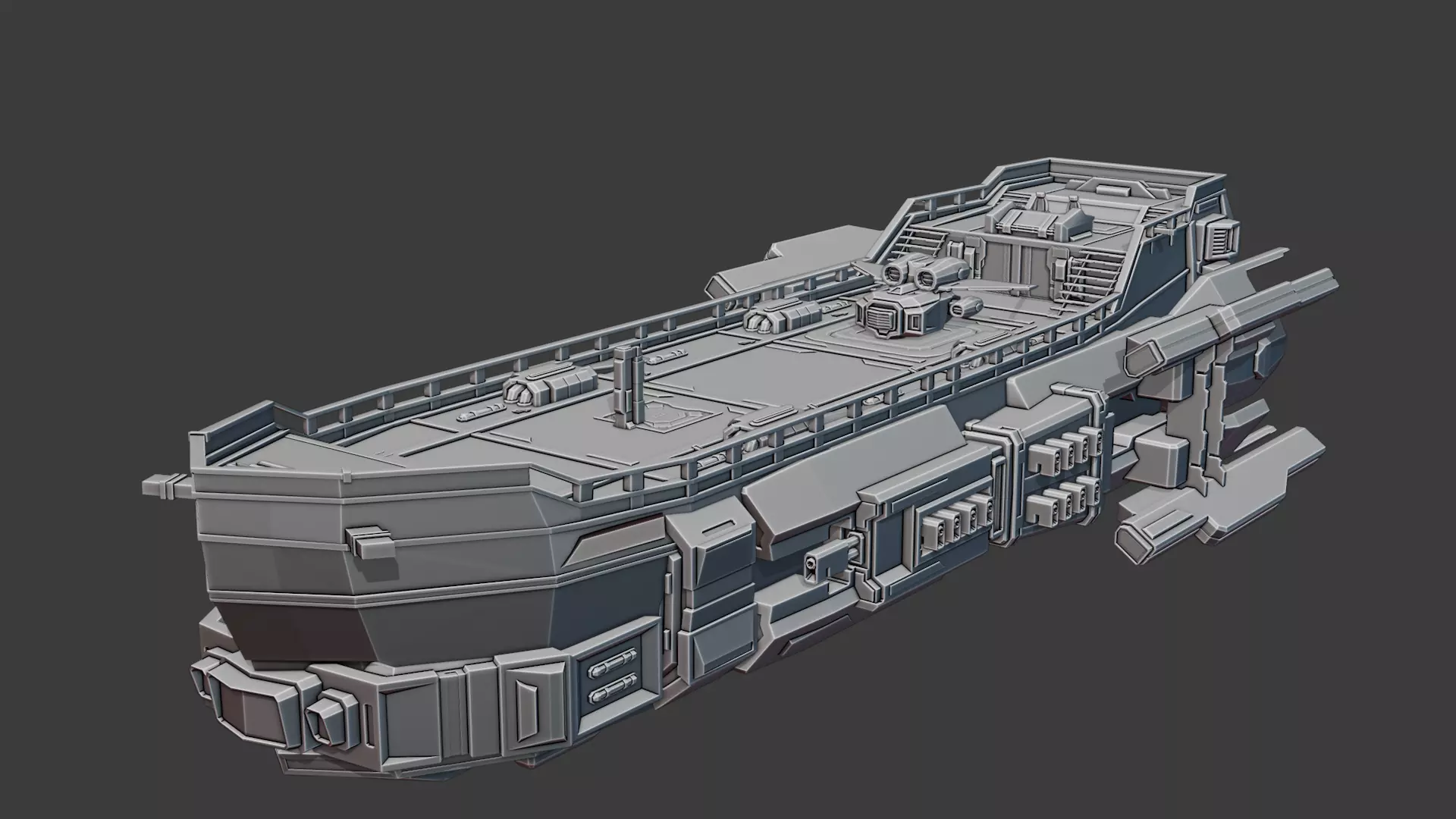 Stylized Sci-fi Pirate Ship - By Yorakeys Low-poly 3D model_7