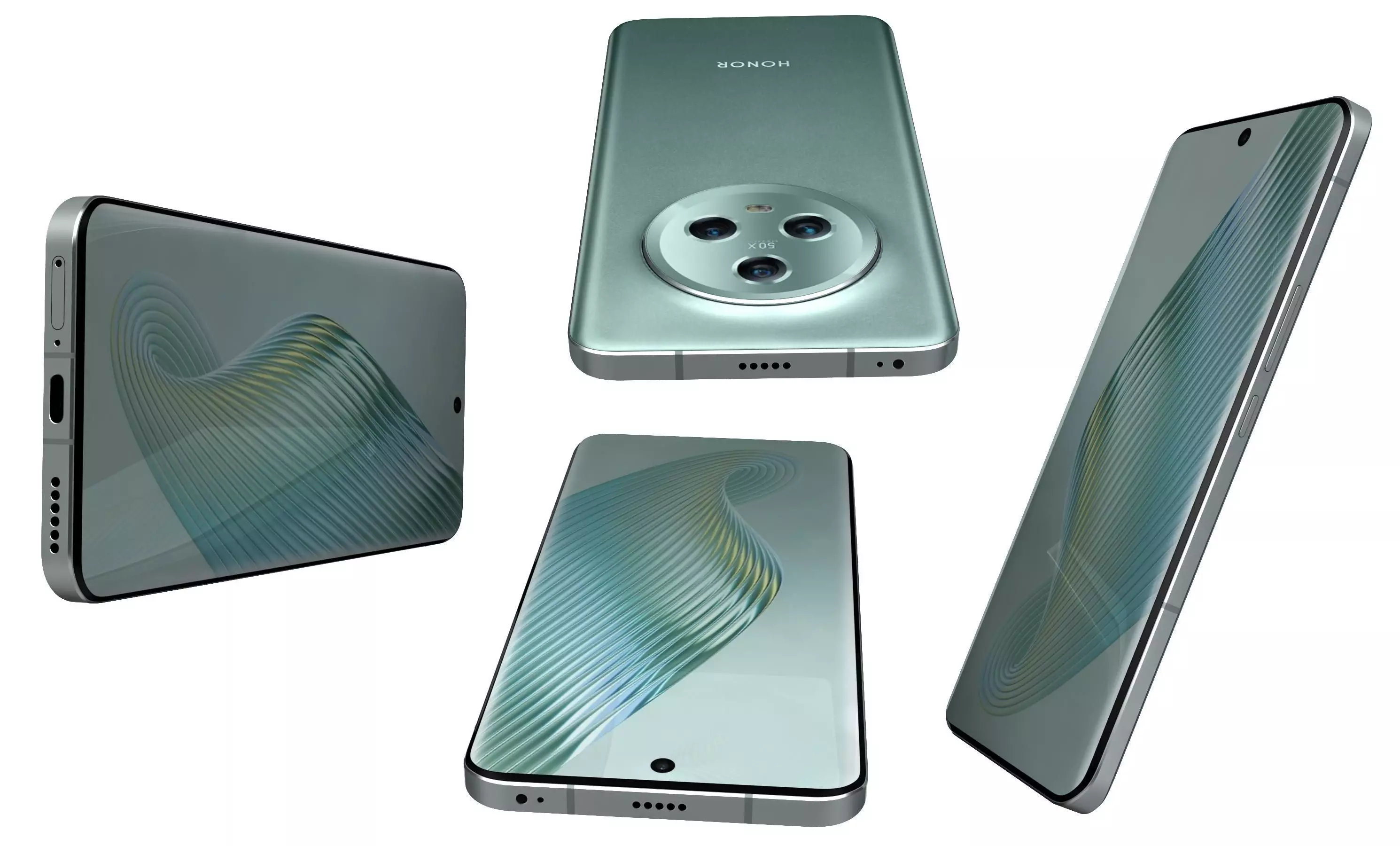 Honor Magic 5 Green High Poly  3D model_7