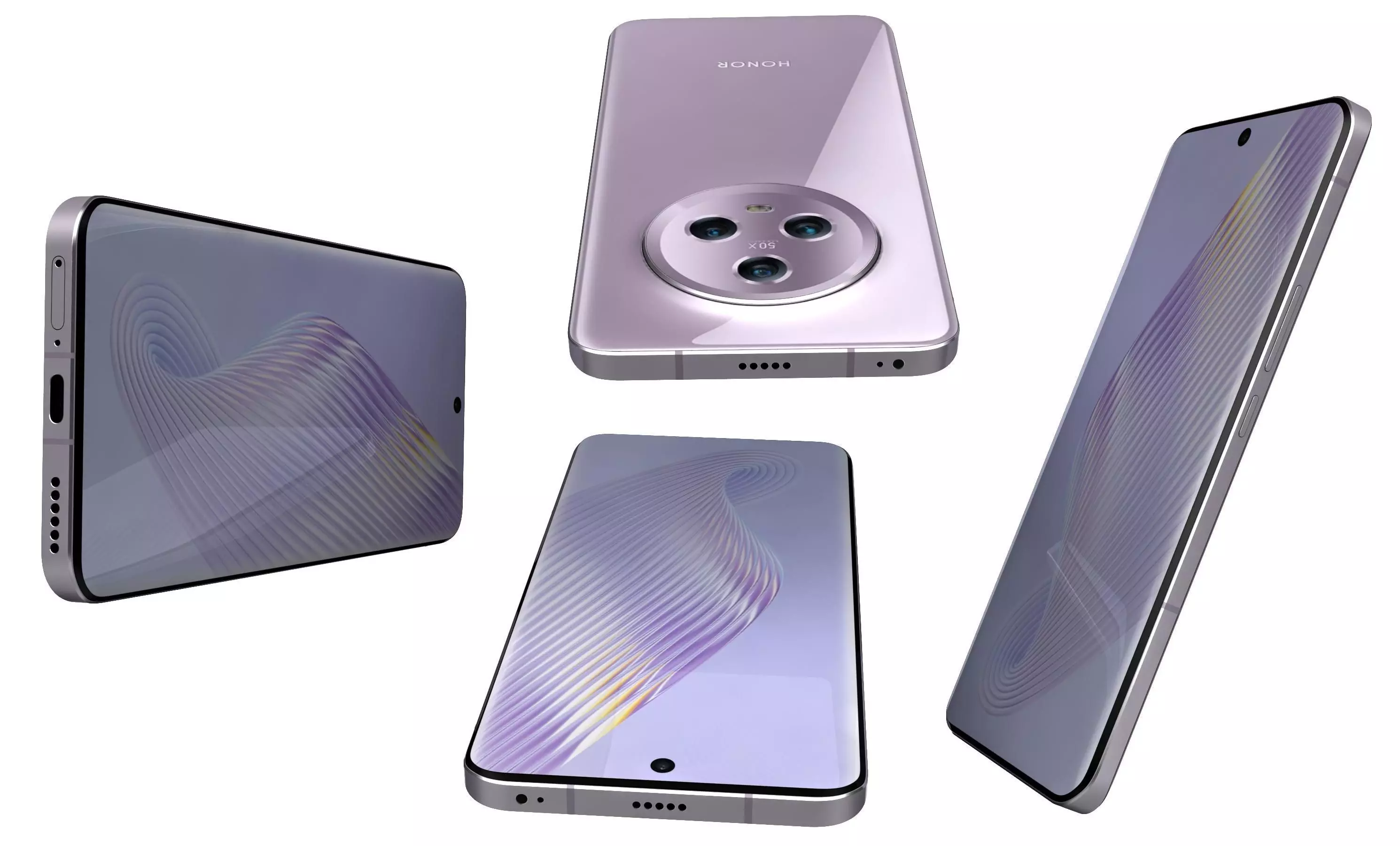 Honor Magic 5 Purple High Poly 3D model_7