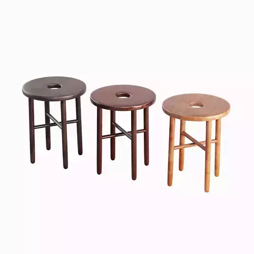 Namba Walnut Stool Pack 3D Model Collection