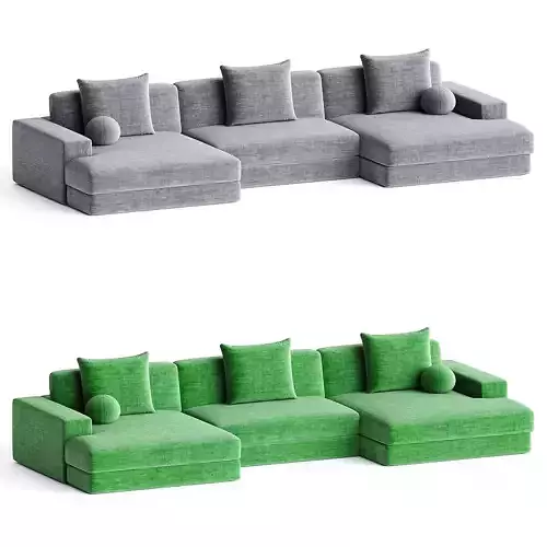 sofa leonard grey big 3D model