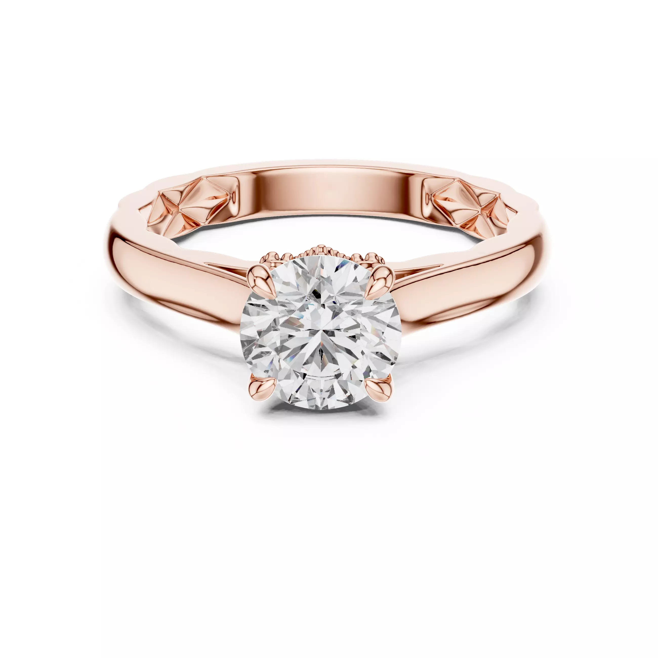 Round Diamond Solitaire Ring 3D print model