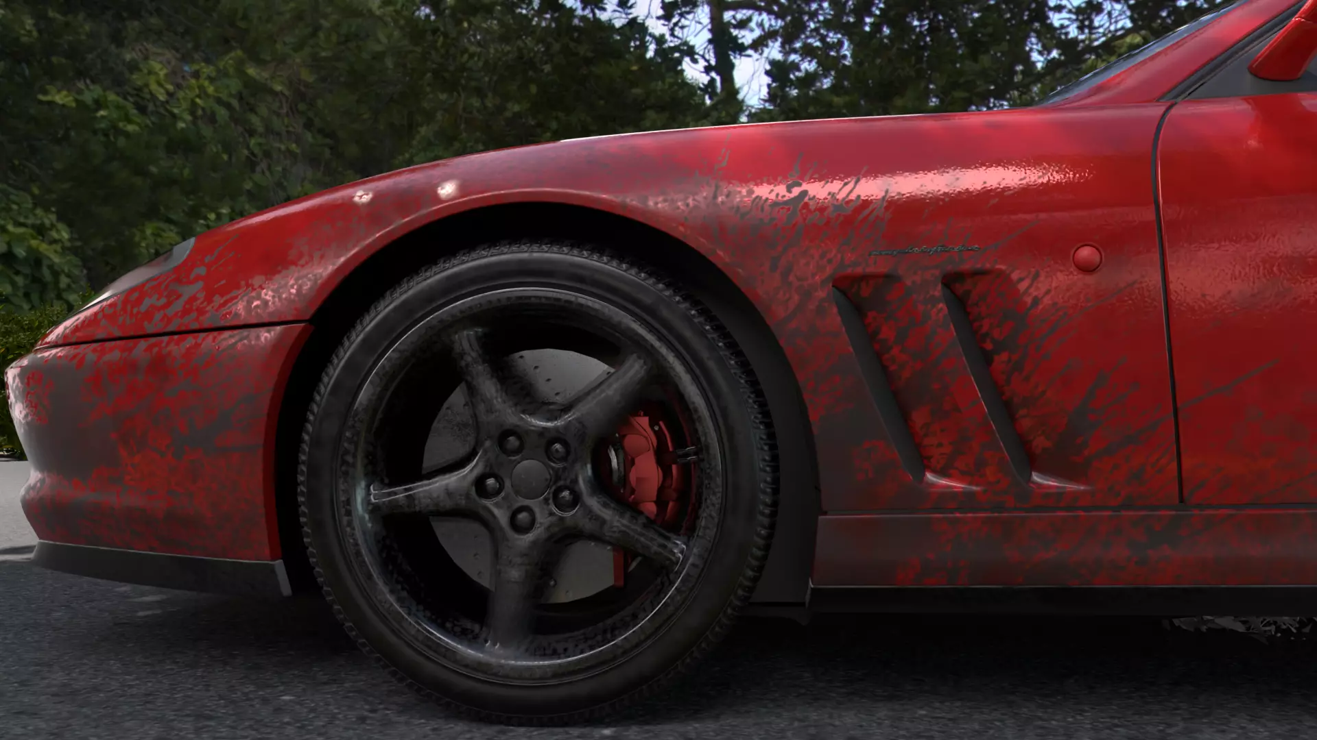 1996 Red Ferrari 550 Cinema 4D Octane Rendering 3D model_3