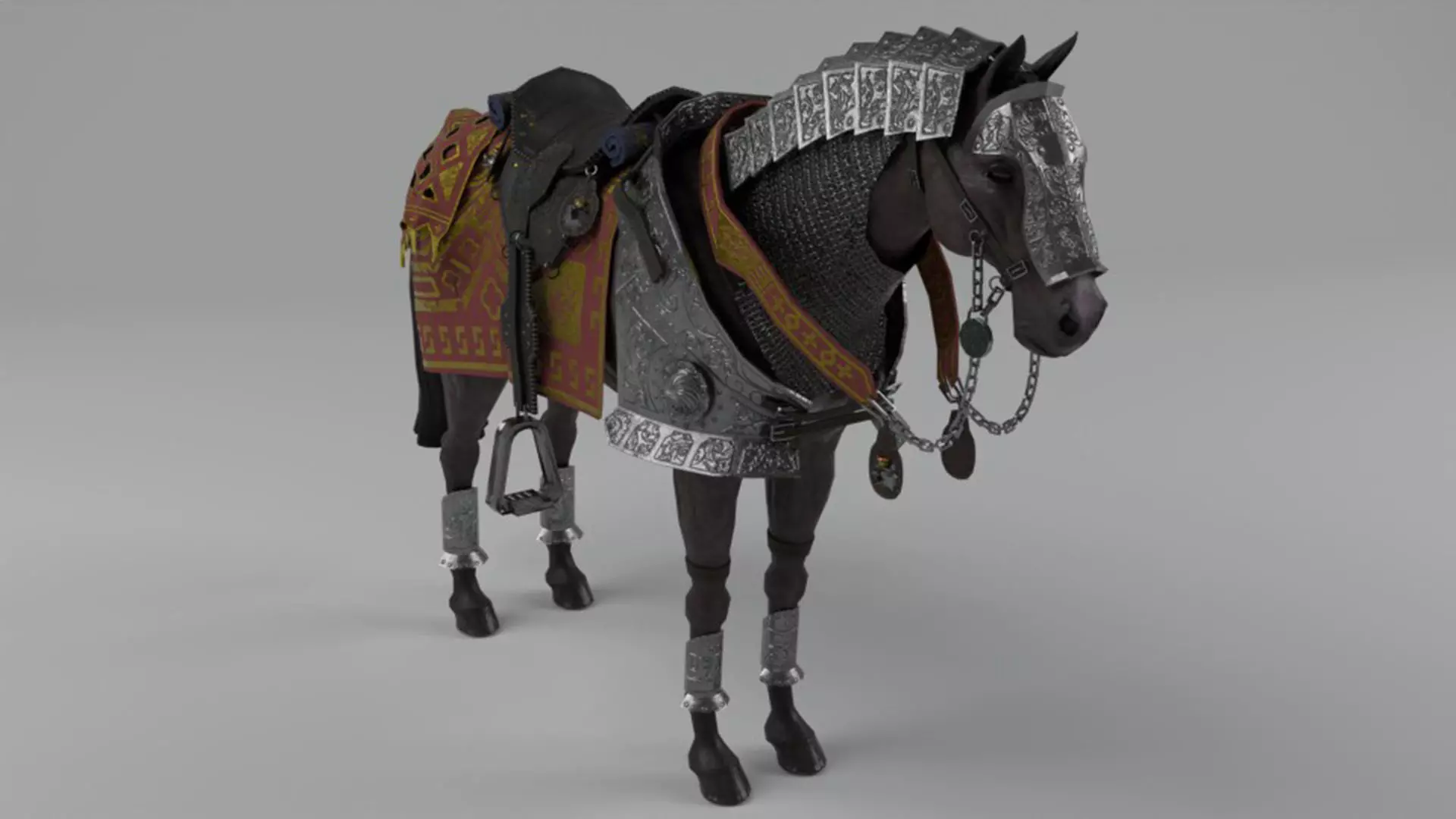 Armored Horse Low-poly 3D model_0