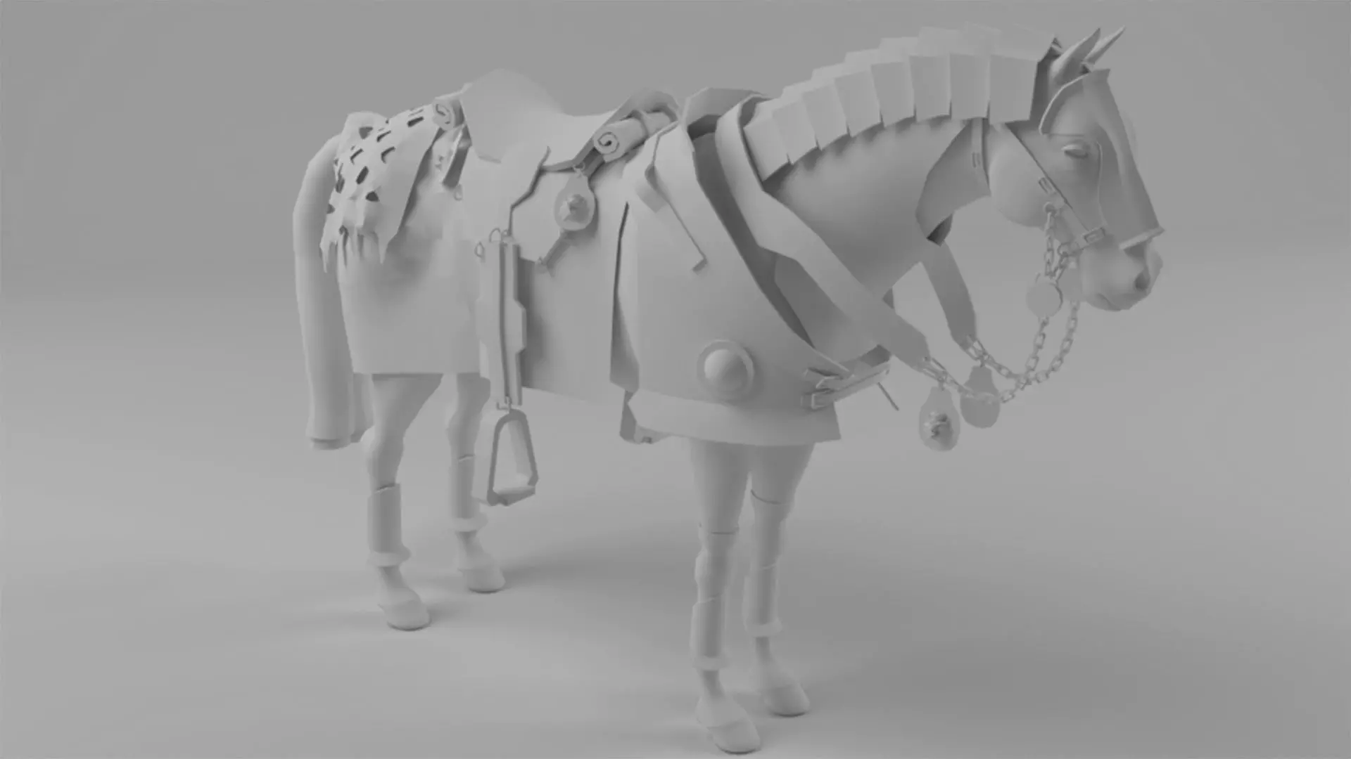 Armored Horse Low-poly 3D model_4