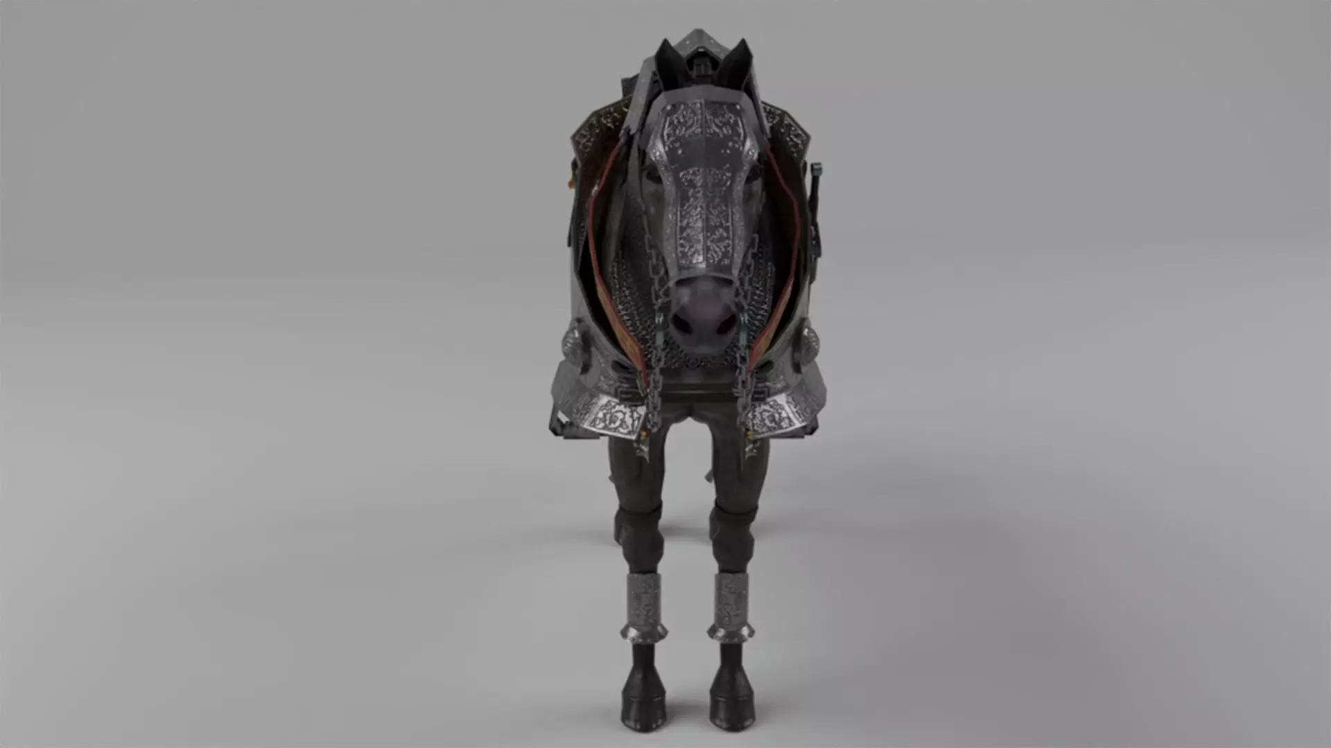 Armored Horse Low-poly 3D model_2