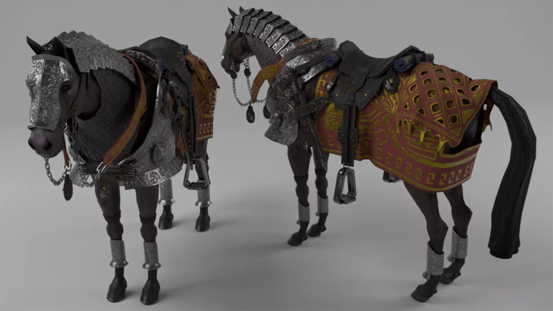 Armored Horse Low-poly 3D model_1