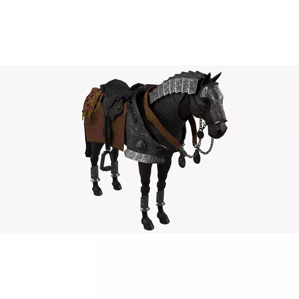 Armored Horse Low-poly 3D model_6