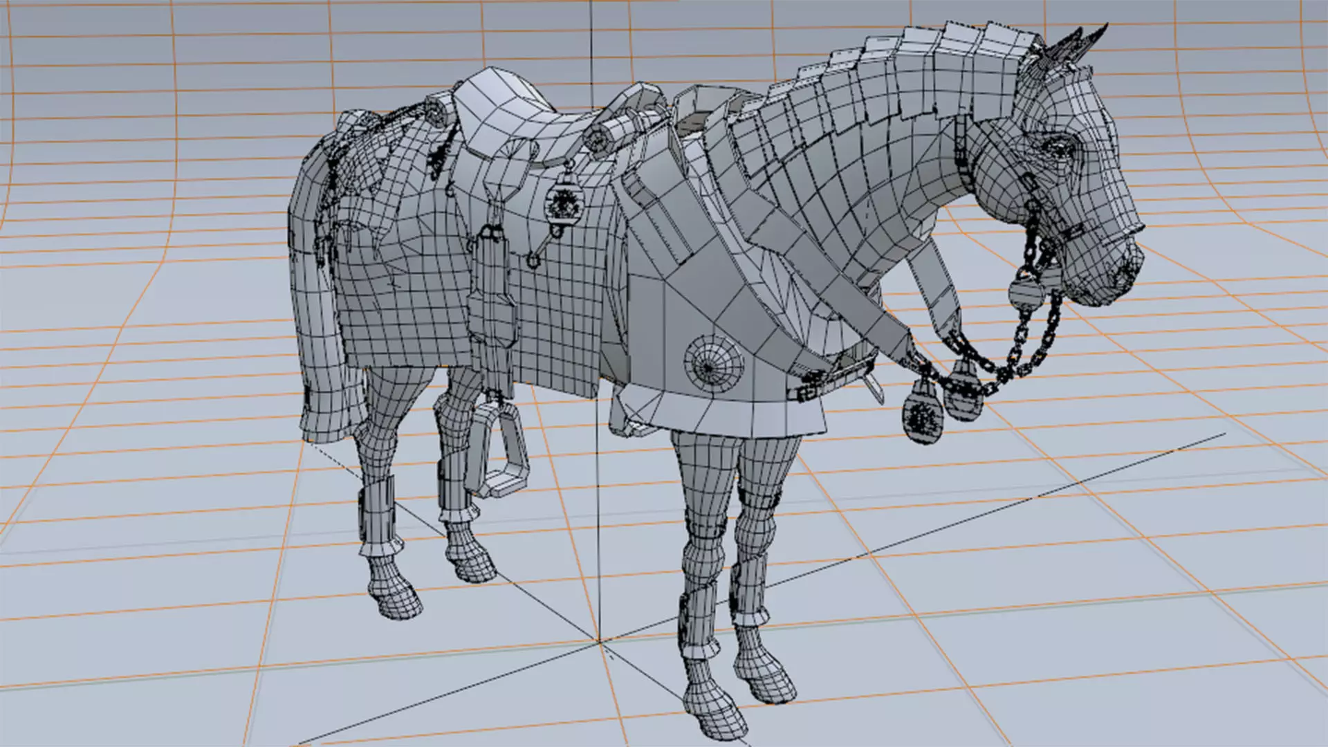 Armored Horse Low-poly 3D model_5