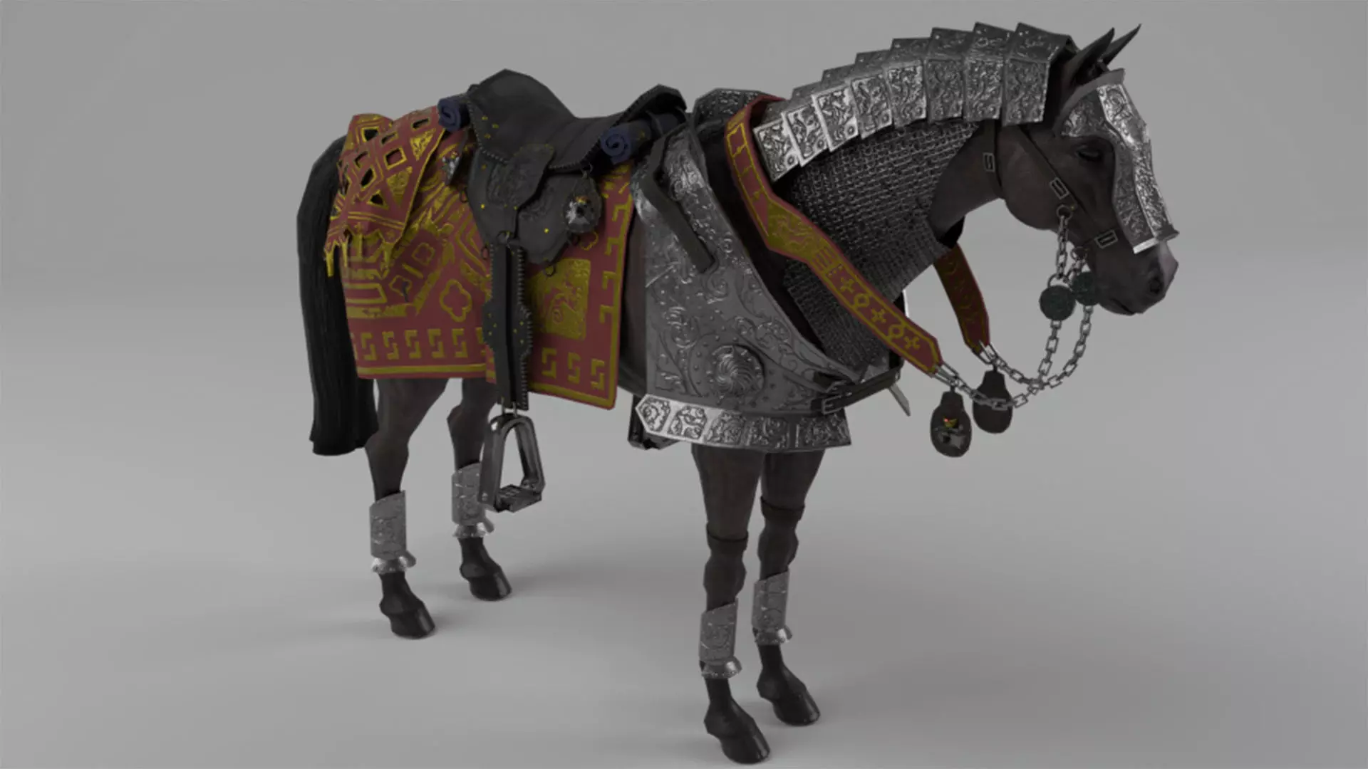 Armored Horse Low-poly 3D model_3