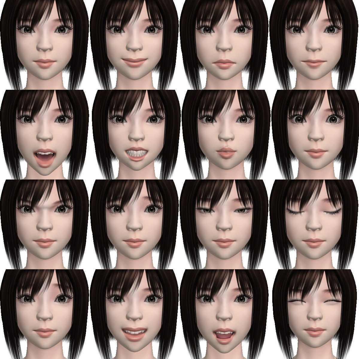 T pose rigged model of Satomi in kimono 3D model_4