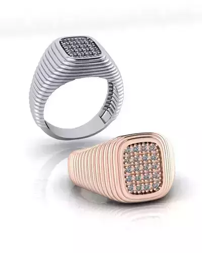 cushion pave setting signet ring