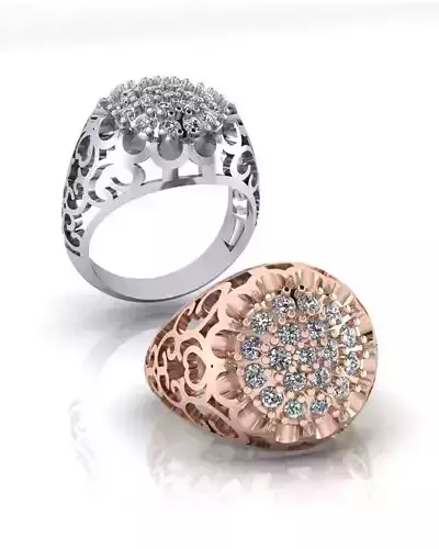 pave setting floral jewelry ring