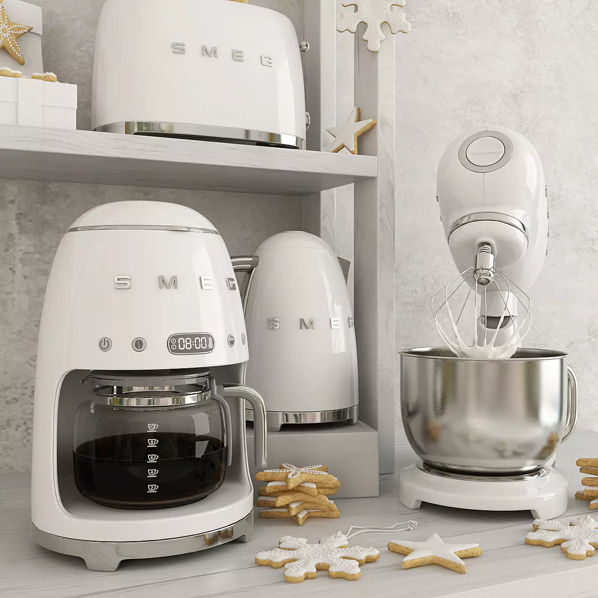 Smeg Set kitchen appliances with christmas decorations 3D model 3D model_7
