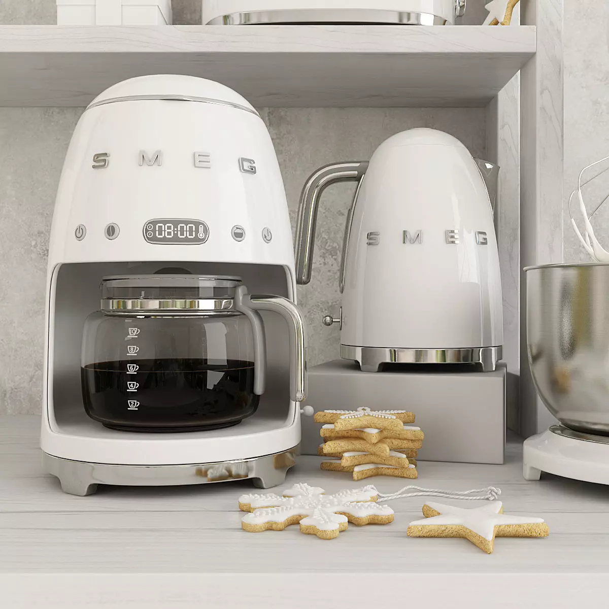 Smeg Set kitchen appliances with christmas decorations 3D model 3D model_5