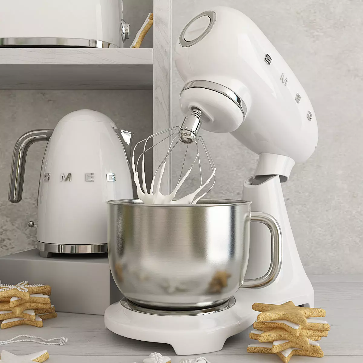 Smeg Set kitchen appliances with christmas decorations 3D model 3D model_8